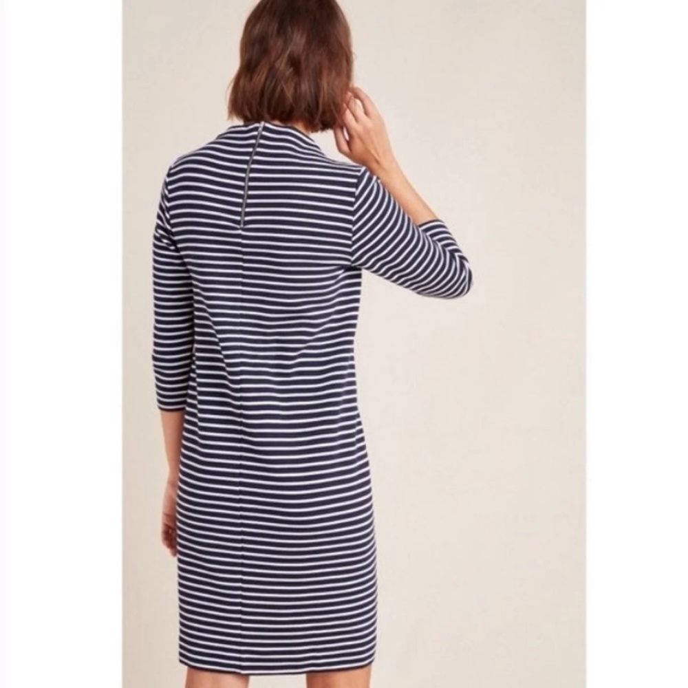 Anthropologie navy striped dress